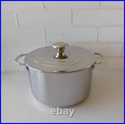 Le Creuset Tri-Ply Stainless Steel Stockpot with Lid, 7 Quart New