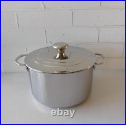 Le Creuset Tri-Ply Stainless Steel Stockpot with Lid, 7 Quart New