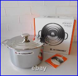 Le Creuset Tri-Ply Stainless Steel Stockpot with Lid, 7 Quart New