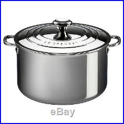 Le Creuset Tri-Ply Stainless Steel Stockpot with Lid 9-Quart New