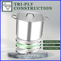 Leonyo 20QT Stock Pot, 18/10 Stainless Steel Soup Pot With Lid, Heavy Duty Stock