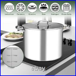Leonyo 20QT Stock Pot, 18/10 Stainless Steel Soup Pot With Lid, Heavy Duty Stock