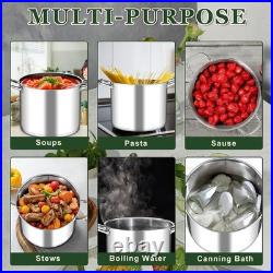 Leonyo 20QT Stock Pot, 18/10 Stainless Steel Soup Pot With Lid, Heavy Duty Stock