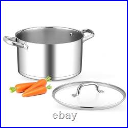 Leonyo Stainless Steel Stock Pot, 8 Quart Stock Pot with Visible Lid, Heavy D