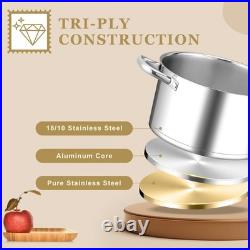 Leonyo Stainless Steel Stock Pot, 8 Quart Stock Pot with Visible Lid, Heavy D