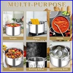 Leonyo Stainless Steel Stock Pot, 8 Quart Stock Pot with Visible Lid, Heavy D