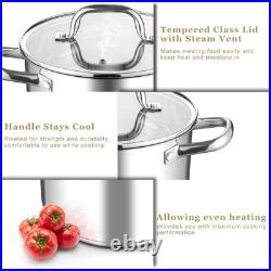 Leonyo Stainless Steel Stock Pot, 8 Quart Stock Pot with Visible Lid, Heavy D