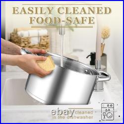 Leonyo Stainless Steel Stock Pot, 8 Quart Stock Pot with Visible Lid, Heavy D