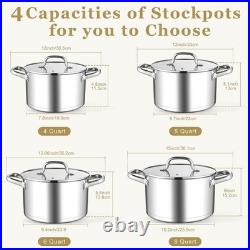 Leonyo Stainless Steel Stock Pot, 8 Quart Stock Pot with Visible Lid, Heavy D