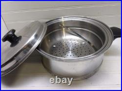 Lifetime Stockpot 6 Qt West Bend Solar Cap T304 Stainless Dutch Oven Steamer Lid