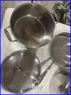 Lot 5 Pcs ALL CLAD made In USA Anodized Stainless Steel soup Pot Fry Pan Lids A+