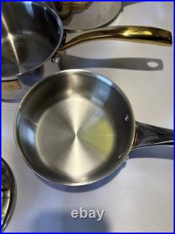 Lot Of 6 Fleischer & Wolf Professional Stainless Steel Pot & Pan Set WithLids