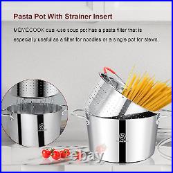 MÉMÉCOOK 6 Quart Stock Pot with Lid, Pasta Pot with Strainer Insert, Stainless S