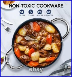 MICHELANGELO 10 Quart Stock Pot with Lid, Non Toxic Cooking Pot, Ceramic Soup