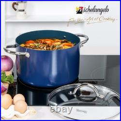 MICHELANGELO 10 Quart Stock Pot with Lid, Non Toxic Cooking Pot, Ceramic Soup