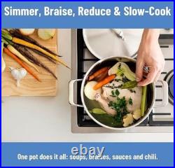 MISEN 6.75 QT Stainless Steel Stockpot with Lid(NEW) Silver