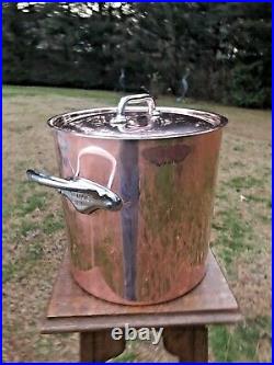 Mauviel 1830 150s COPPER STOCK POT TIN LINED 11.7 Qt. 9.5 Stainless S. Handles