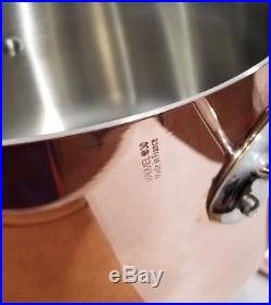 Mauviel Triply Copper 6.5 Quart Round Stock Pot Stainless Steel Handles NEW