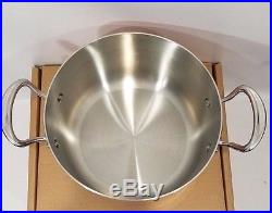 Mauviel Triply Copper 6.5 Quart Round Stock Pot Stainless Steel Handles NEW