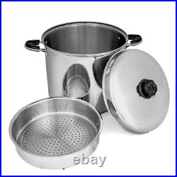 Maxam 30 Quart Stock Pot & Steamer Basket Set Waterless Cooking & High Heat