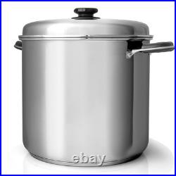 Maxam 30 Quart Stock Pot & Steamer Basket Set Waterless Cooking & High Heat
