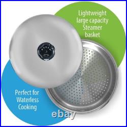 Maxam 30 Quart Stock Pot & Steamer Basket Set Waterless Cooking & High Heat