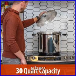 Maxam 30 Quart Stock Pot & Steamer Basket Set Waterless Cooking & High Heat