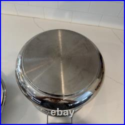 Mepra Italy Inox Stock Pot #24 with Lid 18-10 Stainless Steel Green Vintage