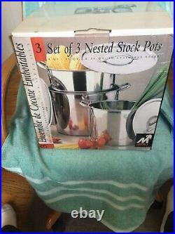 Metro Stainless Nested Steel Stock Pots Large Set of 3 Brand New