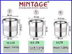 Mintage Stainless Steel Stock Pot Dual Tone Ghee Can Storage Box Container