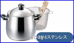 Miyazaki Mfg. Object Pasta Pot 4.6L with Strainer and Wooden Pasta Tong