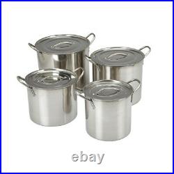 NEW 4 Piece Small Large Stainless Steel Stock Pots Cooking Set (USA SELLER)