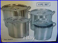 NEW 4pc Large Stainless Steel Deep Stock Soup Boiling Pot Stockpots Set Catering