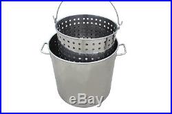 NEW 60 QT Quart Stainless Steel Stock Pot with Steamer Basket 15 Gallon Cookware