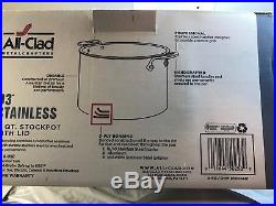 NEW ALL CLAD D3 Stainless Steel 12 Qt Quart Large Stock Pot withLid USA Made withBox