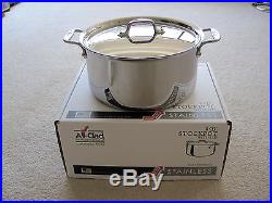 NEW IN BOX ALL CLAD STAINLESS STEEL 8 QUART STOCKPOT With LID
