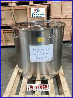 NEW Large 274 Quart Polished Stainless Steel Stock Pot Brewing Kettle with Lid