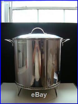 NEW Princess House Stainless Steel 30 Qt Stock Pot Withstem rack 6668