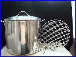 NEW Princess House Stainless Steel 30 Qt Stock Pot Withstem rack 6668