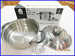 NEW ROYAL PRESTIGE 4 QT STOCK POT USED STEAMER & LID 5Ply T304 Stainless Steel