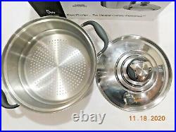 NEW ROYAL PRESTIGE 4 QT STOCK POT USED STEAMER & LID 5Ply T304 Stainless Steel