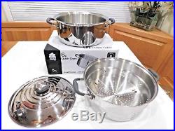 NEW ROYAL PRESTIGE 6 QT POT & USED LID & STEAMER 5 PLY T304 Stainless