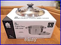 NEW ROYAL PRESTIGE 8 QT STOCK POT & USED LID T304 Surgical Stainless Waterless