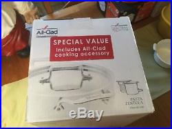 NIB ALL CLAD d5 Polished Stainless 7 QT Pasta Pentola Special Value With Tongs