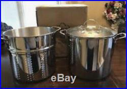 NIB PRINCESS HERITAGE STAINLESS STEEL 20-Qt. Stockpot with Steaming Basket 5814