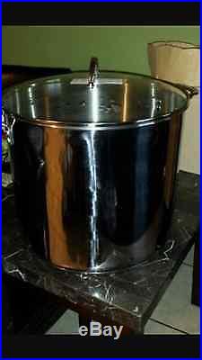 NIB PRINCESS HOUSE STAINLESS STEEL 50 Qt STOCK POT WithSTREAMING RACK #6100