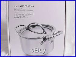 NIB WILLIAMS SONOMA Thermo-Clad Stainless-Steel Stock Pot & lid 4-Qt thermoclad