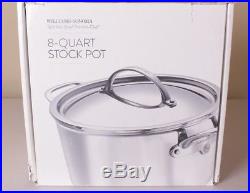 NIB WILLIAMS SONOMA Thermo-Clad Stainless-Steel Stock Pot with lid, 8-Qt