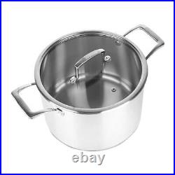 NNEAGS 2X 20cm Stainless Steel Soup Pot Stock Cooking Stockpot Heavy Duty Thick