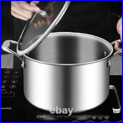 NNEAGS 2X 20cm Stainless Steel Soup Pot Stock Cooking Stockpot Heavy Duty Thick